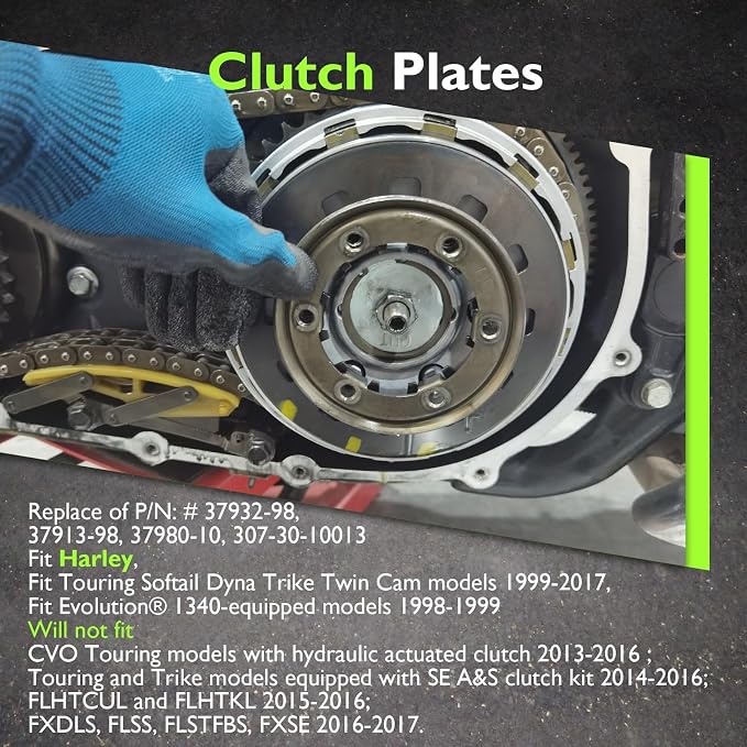 Mofun Extra Plate Friction Steel Plates Clutch Kit Compatible with Harley Softail Touring Street Glide Dyna Trike Twin Cam 1998-2017 Evolution 1340 1998-1999 Replace of P/N 37980-10 307-30-10013 19PCS