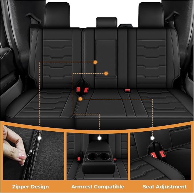 TTX LIGHTING Seat Covers for Ford F150 2009-2025 2026, F250 F350 F450 2017-2025 2026: 5 Seat Full Set Truck Pickup Seat Covers Custom Waterproof Faux Leather (#058 Black)