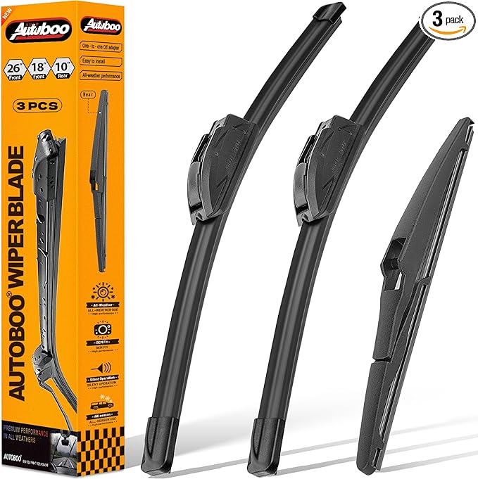 AUTOBOO 26"+18" Windshield Wipers Blades Replacement for Toyota Highlander 2020 2021 2022 2023 2024-2025 with 10 Inch Rear Wiper Blade -Original Factory Quality (Pack of 3)