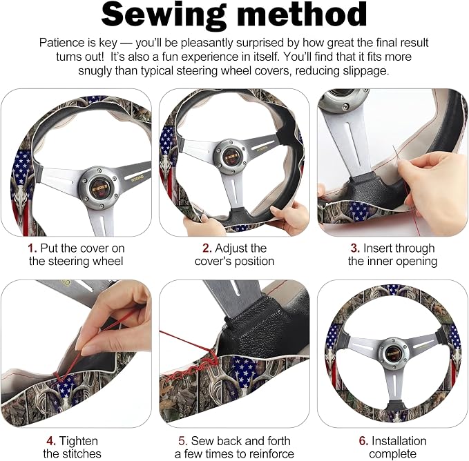American Flag 25 PCS Patriotic Seat Covers - Skull Camo Car Accessories - 4th of July Steering Wheel Cover, Tire Valve Stem Caps, Cup Holder, Armrest Pad, Seatbelt Pads, Wrist Strap