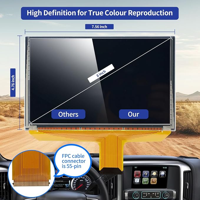 TsuperU LCD Touch Screen Replacement DJ080PA-01A Digitizer Screen Radio Fit 2014-2018 Chevy Silverado Tahoe Chevy Colorado OEM Navigation, Fit GMC Sierra Yukon Trucks SUV Mylink 8-inch Touchscreen