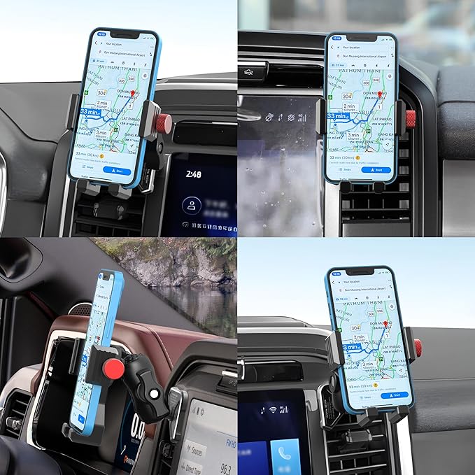 Upgraded Aluminum Vent Phone Mount for Ford F150 2021-2024, Ford F-250/F-350 2023-2024, F-150 Lightning XL&PRO, 360° Rotation Metal F150 Vent Phone Holder, No Shake Off-Road Stable for all Smartphones