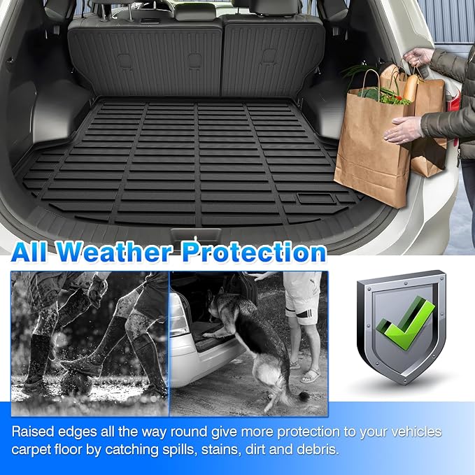Santa Fe Cargo Liner - Trunk Mat for Hyundai Santa Fe 2021-2023, All Weather Cargo Mat for Santa Fe Accessories, Heavy Duty Car Mats, Car Accessories