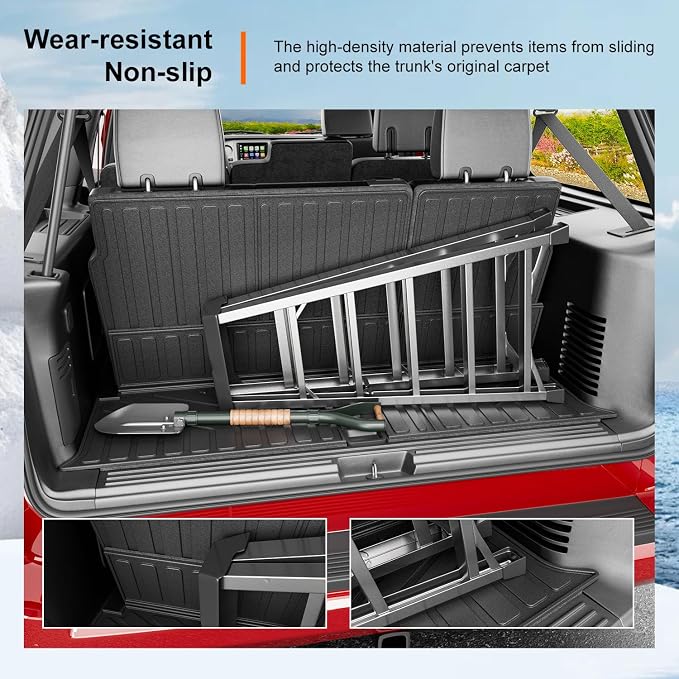 powoq Cargo Mat Compatible with 2003-2017 Ford Expedition Lincoln Navigator Cargo Liner TPE Trunk Mat 3rd Backrest Protector Trunk Liner Replacement for 2003-2017 Ford Expedition Accessories