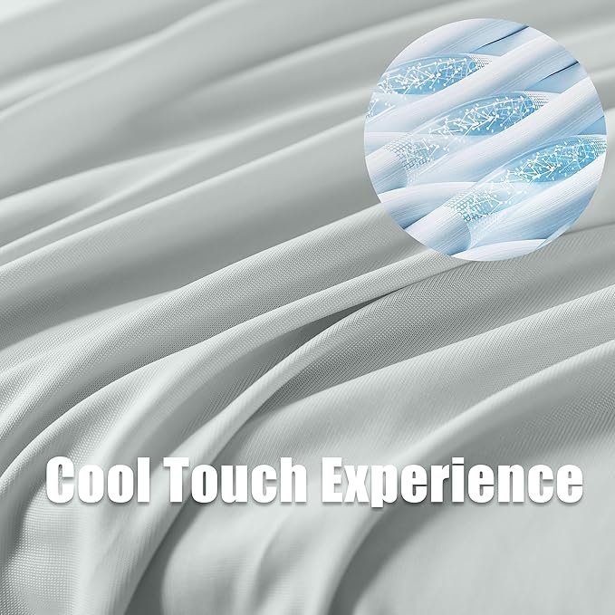 WhatsBedding Memory Foam Body Pillow with Zippered Cooling Cover, Full Body Pillow for Adults, Long Pillow for Sleeping, Fluffy Supportive, Ice Grey
