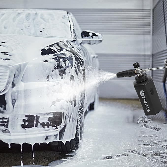 PWACCS Foam Cannon for Pressure Washer, Adjustable Car Wash Foam Cannon, Big Mouth Snow Foam Lance with 1/4" Quick Connect, Thick Foam Power Wash Foam Blaster 1.5 L, Additional Orifice Nozzle 1.1mm