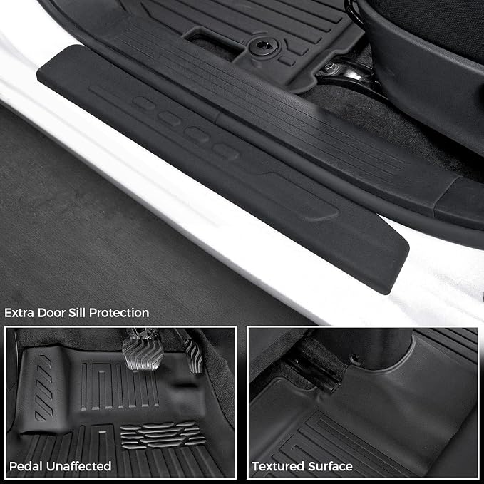Floor Mats for Nissan Versa 2020-2025, All Weather Floor Mats Trunk Cargo Liner and Door Sill Guards Accessories, Full Coverage Set