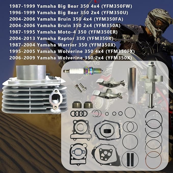 Silver Cylinder Top End Rebuild Kit for Yamaha YFM350 | for Big Bear, Bruin, Moto-4, Raptor, Warrior, Wolverine 350