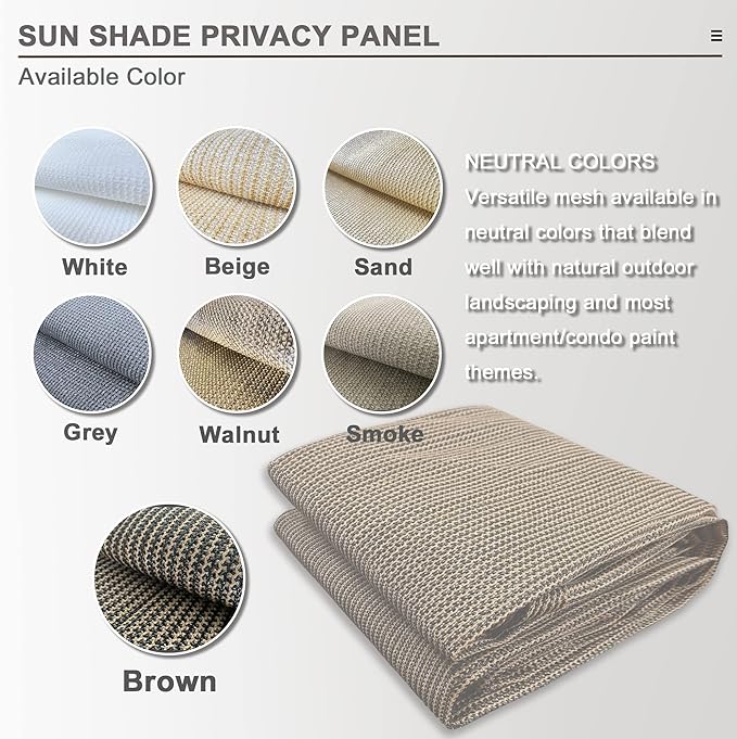 Alion Home Sun Shade Privacy Panel with Grommets and Hems on 4 Sides for Patio, Awning, Window, Pergola or Gazebo - Mocha Brown (10' x 4')