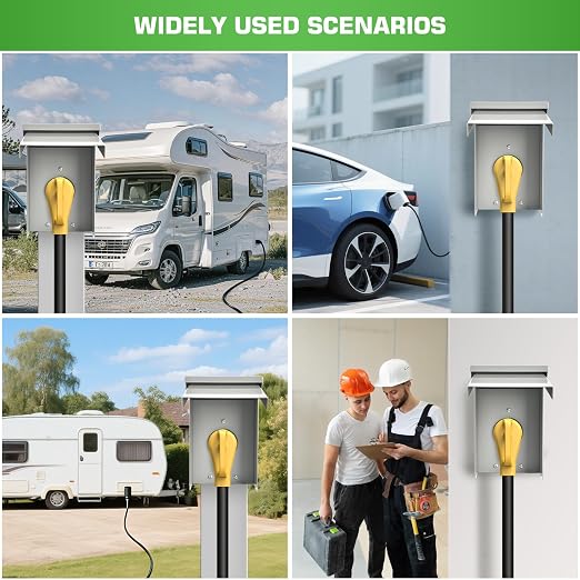 30 Amp RV Outlet Box, NEMA TT-30R RV Electrical Panel-Weatherproof for 125/250V RV/EV Camper Plug Trailer Motorhome Electric Car