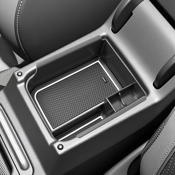 SKTU for 2025 2026 VW Golf Accessories Center Console Organizer for 2025 2026 Volkswagen Golf Console Tray 2025 2026 Golf ABS Durable Console Organizer with Coin Holder (White)