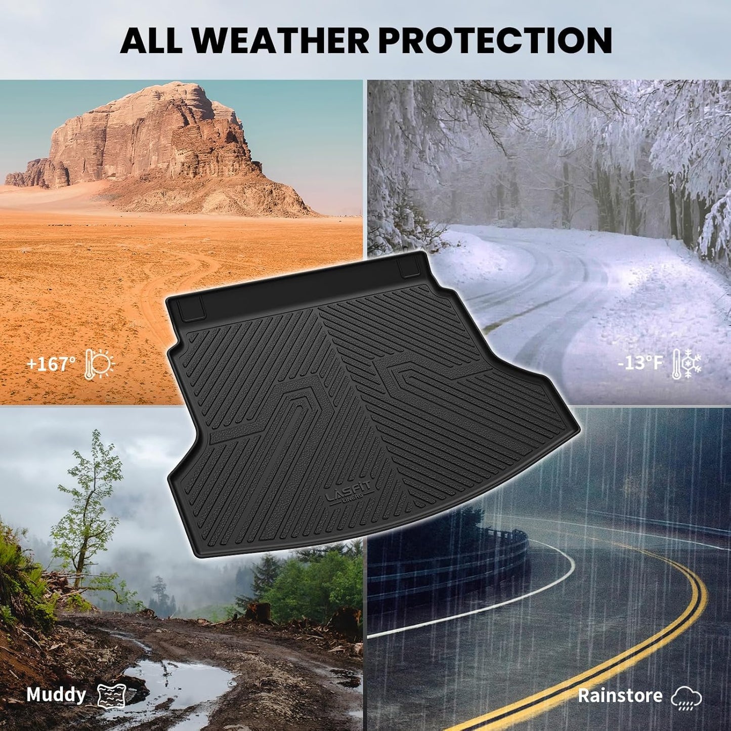 LASFIT Trunk Mat for Honda CRV 2012-2016, All Weather Custom Fit TPE Cargo Mat for CR-V 2012 2013 2014 2015 2016 Trunk Liner Trunk Tray Cargo Liner Cargo Tray, Black