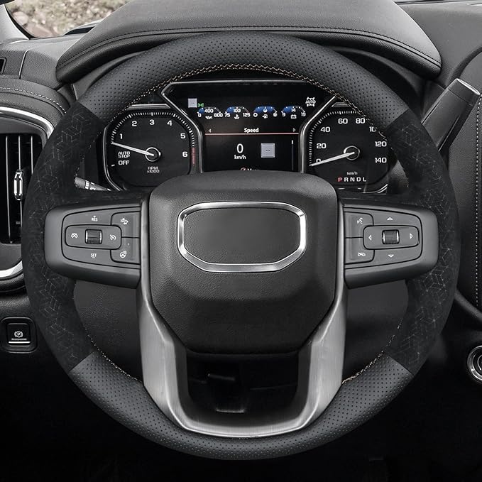 MEWANT Hand Stitch Steering Wheel Protector Wrap Cover for GMC Sierra 1500 2019-2023/Sierra 1500 Limited 2022/Sierra 2500 2020-2024/Sierra 3500 2020-2024/Yukon 2021-2023