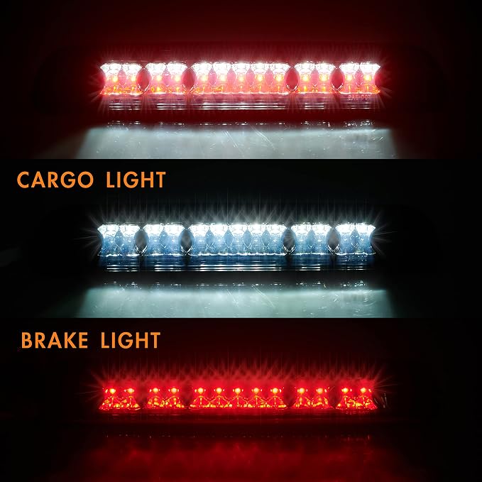Third 3rd Brake Light, LED High Mount Stop Light Replacement for 2000 2001 2002 2003 2004 2005 2006 Toyota Tundra, Rear Center Cab Roof Tail Cargo Lamp, Smoke lens