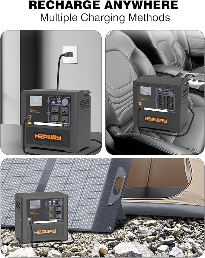 Portable Power Station 1300W, 1154Wh LiFePO4 Solar Generator UPS Home Battery Backup Power w/4 1300W AC Outlets,PD 60W,Fast Charging for Outdoor Camping, RV Travel,Emergency