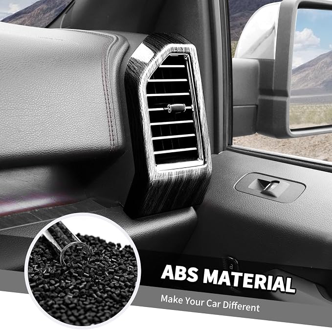 Jimen Fit for Ford F150 2015-2020, 16PCS Interior Trim Kits - Center Console Dashboard Cover, AC Control Panel, Volume Adjust Panel, Dash Side Air Vent Cover Trim (Black Wood Grain)
