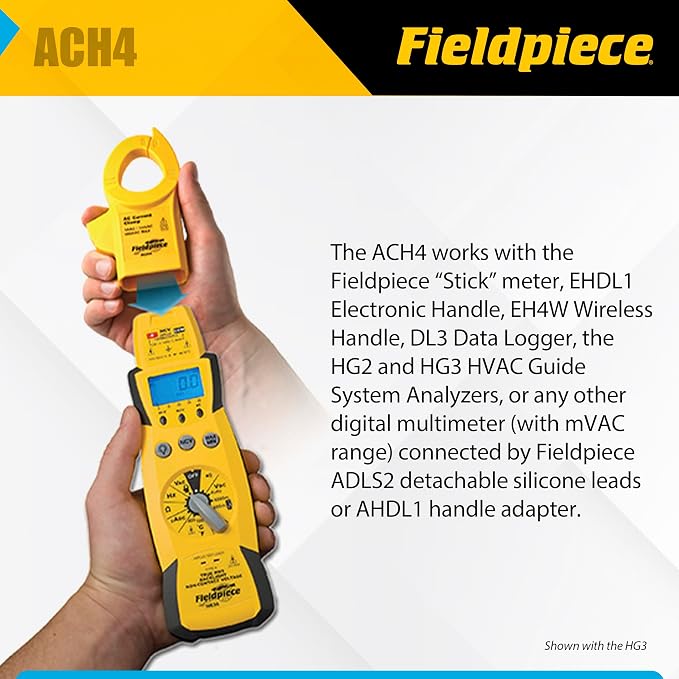 Fieldpiece ACH4 400A Amp Clamp Accessory Head for HVAC Testing, AC Current Clamp Meter Attachment, Jaw Claw Wire Isolation, Compatible with Stick Multimeters & Digital Meters