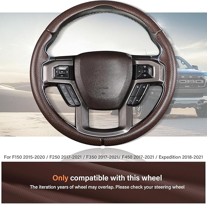 Steering Wheel Cover for Ford F150 2015-2020/F250 2017-2021/F350 2017-2021/F450 2017-2021/F550 2017-2021/Ford Expedition 2018-2021 Custom-fit Car Steering Wheel Cover for Ford Steering Wheel Protector