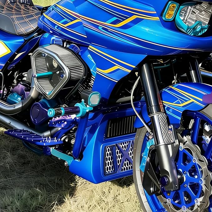 Radiator Guard Grille Oil Cooler Cover Fit For Harley Touring Road King Street Glide Electra Glide Ultra Limited 2023.5-2025 Blue