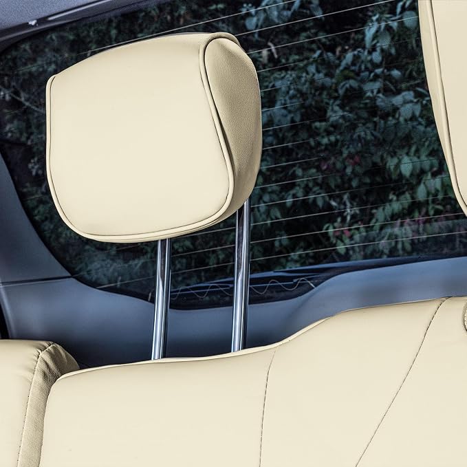 FH Group Custom Fit Car Seat Coves Speciffically Made for Chrysler Pacifica 2017-2024 - 3rd Row Set, Faux Leather, Solid Beige