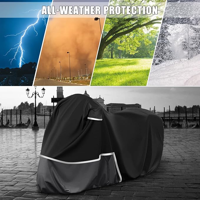 Waterproof Motorcycle Cover Replace for Honda Goldwing with Trunk Models, 420D Oxford Cloth GL1500, GL1800, Valkyrie Interstate Motorcycle Cover for Snow Rain Dust Protection