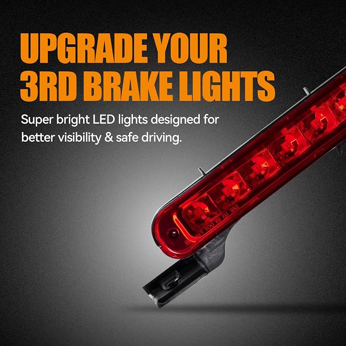 Third 3rd Brake Light LED for 2012-2018 Ford Flex, High Mount Rear Brake Lights Assembly for 12-18 Flex, Waterproof Center Cab Lamp Stop Light (Red)