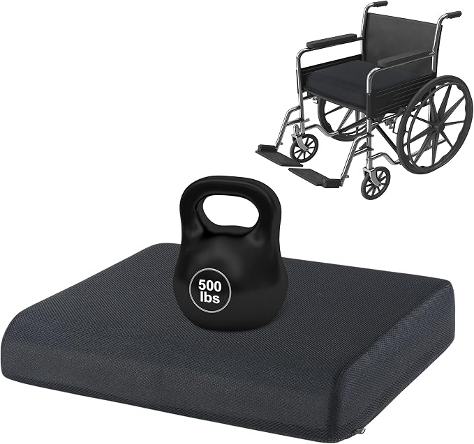 ROYALAY Bariatric Seat Cushion 500 lbs, 24"x18"x4" Extra Large Seat Cushion for Heavy People, High Density Foam Wheelchair & Mobility Scooter Pad with Removable Cover