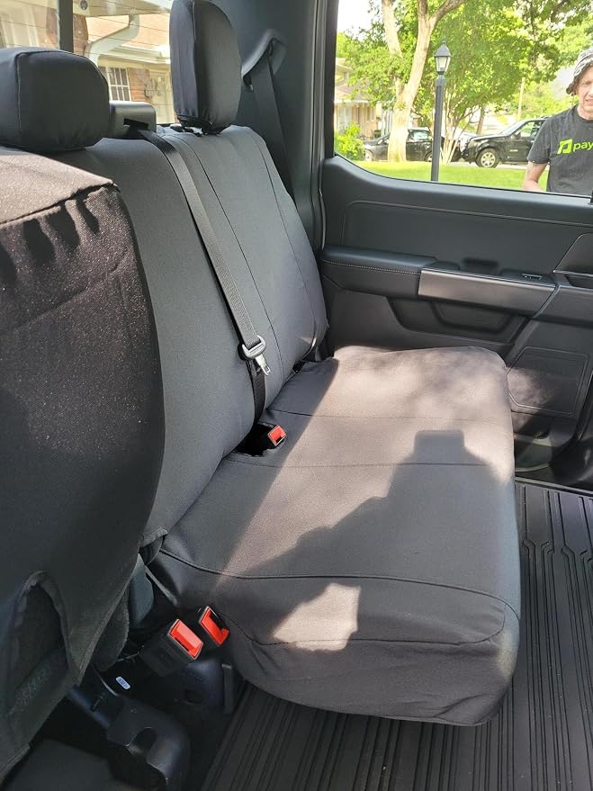 Durafit Seat Covers F522 - Exact Fit Seat Covers - 2019-2025 F150-F550 XL/XLT/Lariat Crew Cab Rear 60/40 Made in Black Endura