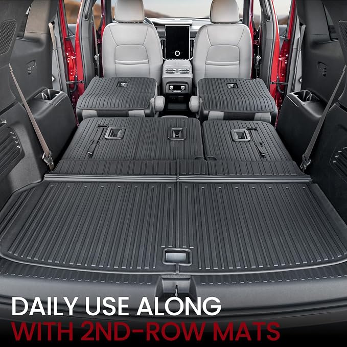 Cargo Mat Backrest Mats for 2024 2025 2026 GMC Acadia 7 Seats Car Accessories, All-Weather TPE Protector Cargo Liner Trunk Mat Seat Back Coversw