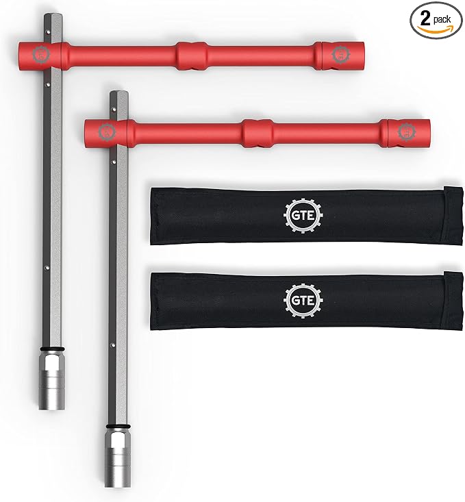 GTE TOOLS - LugStrong 26" Universal Compact Lug Wrench Set, Super-Strong Tire Iron & Lug Nut Remover - 2x more torque! Never Get Stuck on the road again! 2-PACK