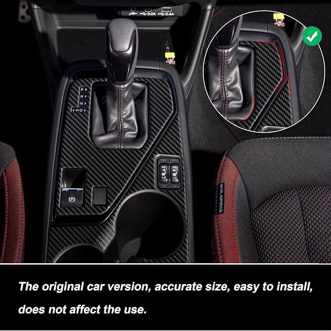 Real Carbon Fiber Gear Shift Panel Trim Cup Holder Panel Trim Compatible with Subaru Crosstrek 2024 2025 2026, Interior Decor Sticker Accessories for Subaru Impreza 2024 2025 2026