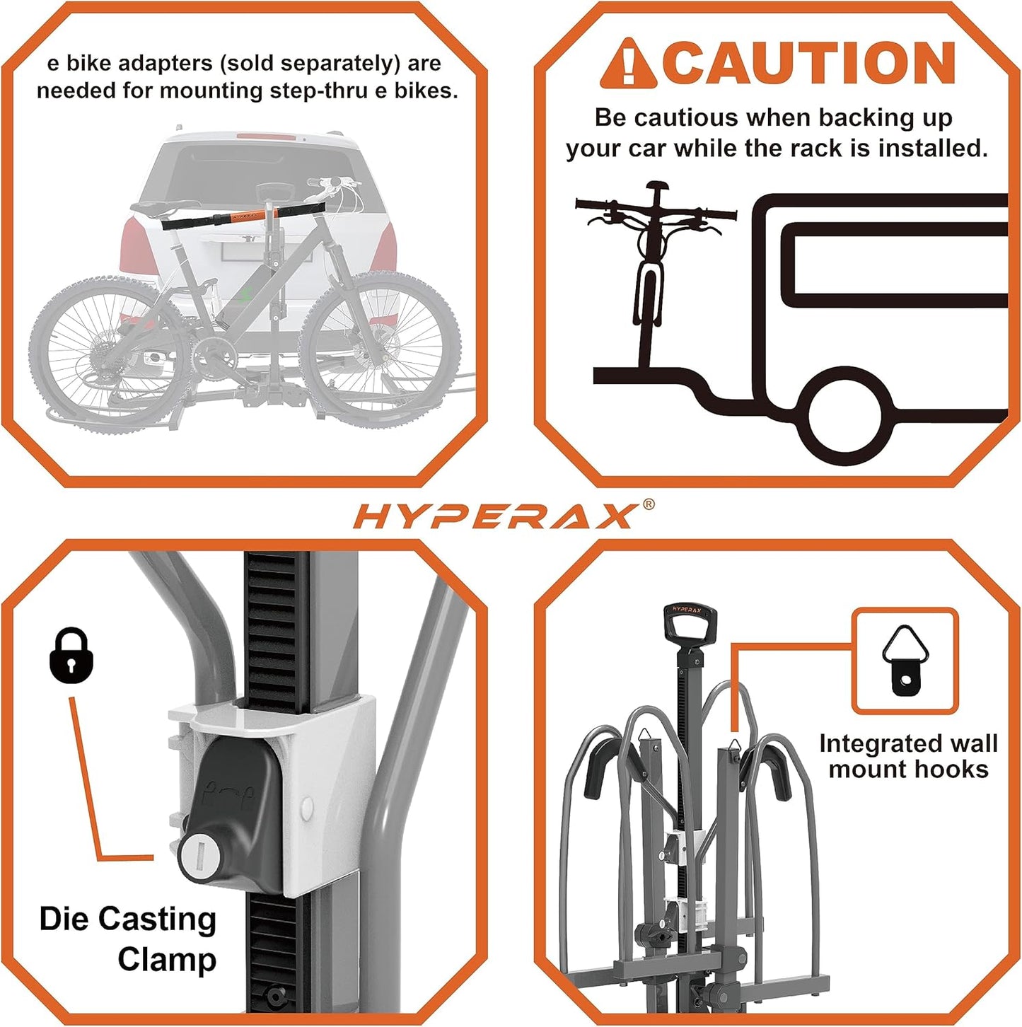 HYPERAX 2024 Volt 2 -E Bike Hitch Mounted Platform Style 2 Bikes Carrier for Car, SUV, Trucks, Sedan, Tilting e-Bike Rack for Hitch Fits Up to 2 X 80 lbs Bike with Up to 5" - NO RV USE!