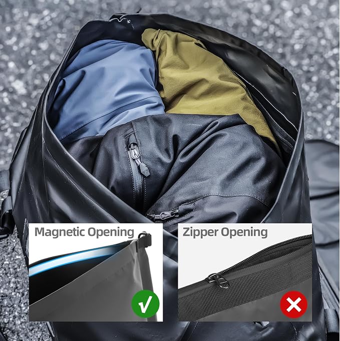 Rhinowalk Motorcycle Tail Bag 40L Waterproof Duffle Dry Bag Motorcycle Travel Luggage with Large Storage Space for Camping, Boating, Bycycle, Motorbike-Black