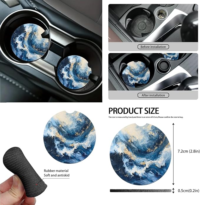 Marble Print Universal Fit Car Seat Cover Set Steering Wheel Covers Seatbelt Strap Pad Trash Cans Air Vent Storage Bag Rearview Mirror Cover Cup Holder Keychain, 15 PCS