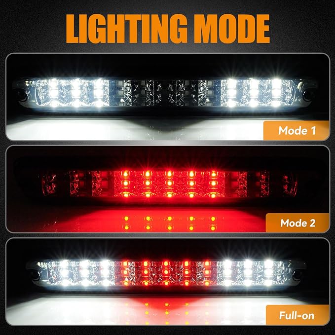 Third 3rd Brake Light LED for 2004-2012 Chevy Colorado, High Mount Rear Brake Lights Assembly for 04-12 GMC Canyon, Waterproof Center Cab Cargo Lamp Stop Light (Smoke)