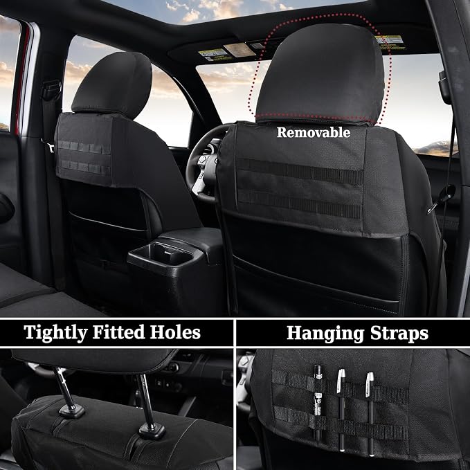 Coverado Seat Covers Custom Fit for Tacoma Double Cab/Crew Cab SR/SR5/TRD Sport/TRD Off-Road/Limited Seat Cushion Protectors 2016-2023 Oxford (Frontpair, Black)