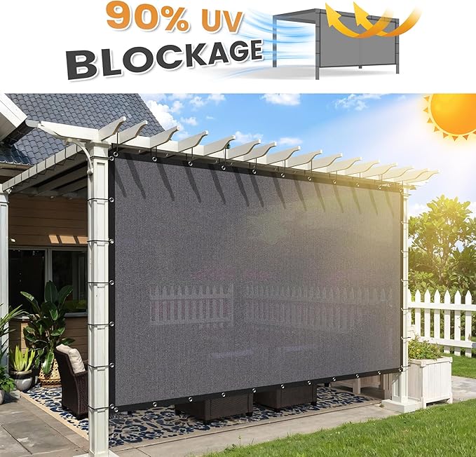 VICLLAX Shade Fabric Sun Shade Cloth Privacy Screen with Grommets for Patio Garden Pergola Cover Canopy 8x12 FT, Grey