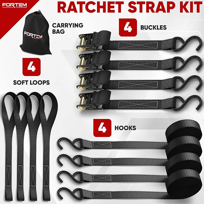 FORTEM Car Trunk Organizer (Grey, Standard) + Ratchet Straps