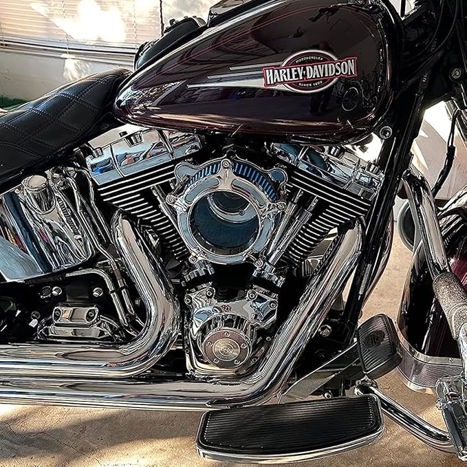 For harley davidson air cleaner filter sportster Touring street glide road king electra Dyna Softail motorcycle air intake (Chromed- blue filter, C-For Touring 2008-2016)