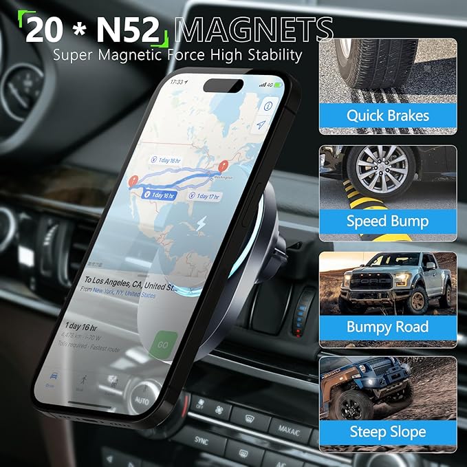 CLEC for BMW X5 2014-2018 X6 2015-2019 Magnetic Wireless Car Charger Phone Holder Mount Custom Fit for BMW X5 2014-2018 X6 2015-2019 15W Fast Charging Car Phone Holder Wireless Charger