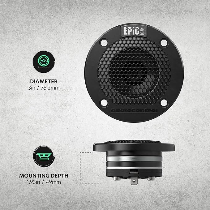 AudioControl EPICPRO3NT Epic PRO 3” Neodymium Tweeters Car Audio Speakers Set (Pair), 180W Max, 4 Ohms, Crossover & Protective Grilles Included, Pro Audio High SPL