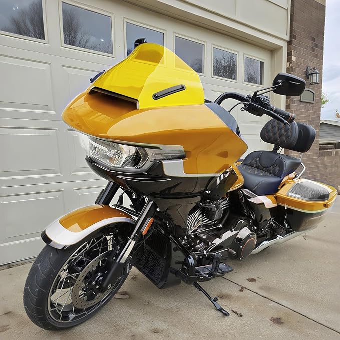 Road Glide Windshield 13.5" Wave Fairing Windscreen Cover for Harley FLTRX 2024-2025, FLTRXSE 2023-2025, FLTRXSTSE 2024-2025 Yellow