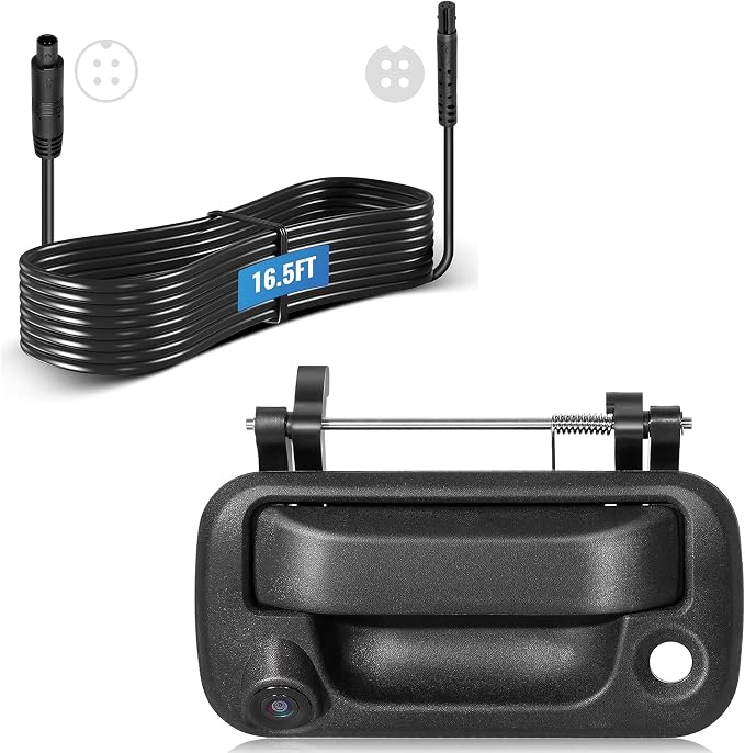 EWAY Rear Backup Camera with 16FT 4PIN Extension Cable for 2004-2016 Ford F150 F250 F350 F450 F550 Super Duty Explorer Lobo, Lincoln Mark LT Tailgate Latch Door Handle Reverse Camera RCA Connector