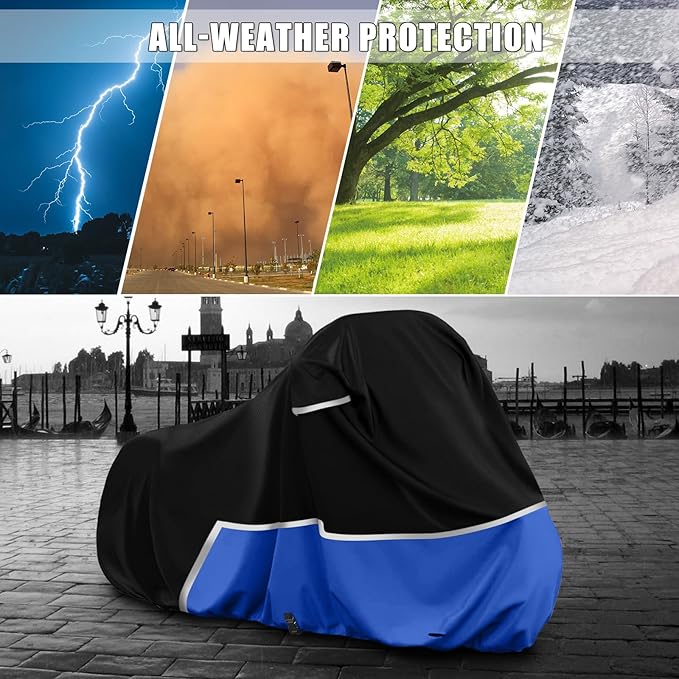 Waterproof Motorcycle Cover Replace for Harley Davidson Cruiser Models, 420D Oxford Cloth Softail, Dyna, Iron 883, Fat Boy 114, Forty-Eight, Low Rider, Sport Glide Cover for Snow Rain Protection