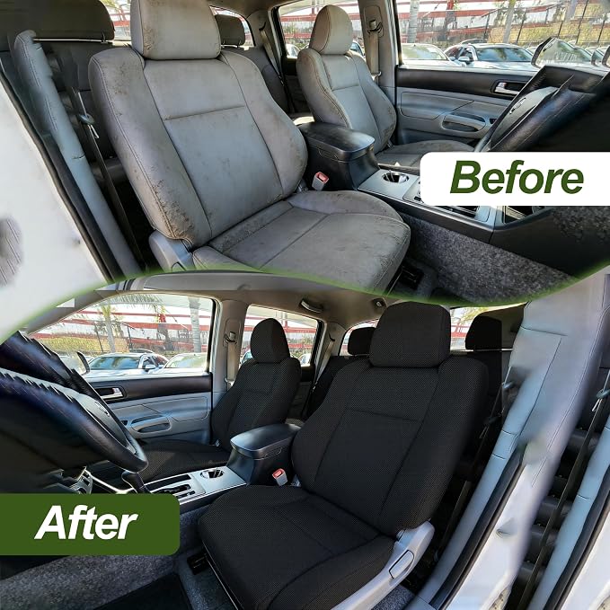 ESMING Custom Fit Seat Covers Compatible with Toyota Tacoma Crew Cab 2005 2006 2007 2008 2009 2010 2011 2012 2013 2014 2015 - Front & Rear Full Set for Non-Folding Passenger Seat - Black