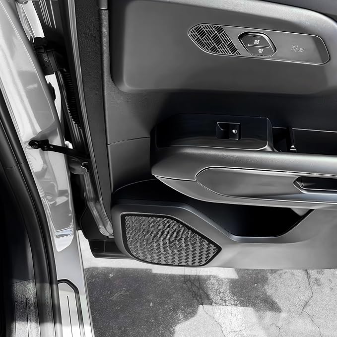 Stainless Steel Car Door Speaker Cover Car Interior Chrome Car Door Speaker Decor Cover Set Compatible with Kia Telluride 2027 Accessories (Black)
