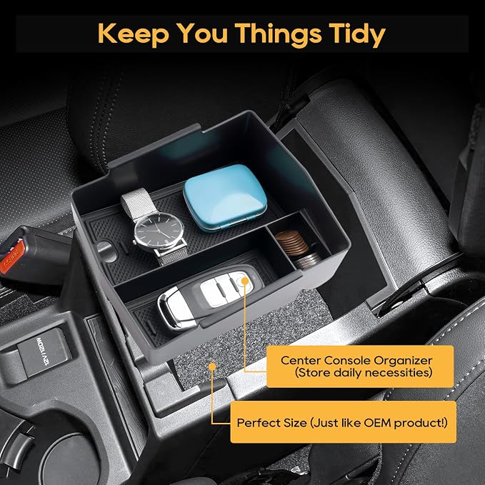 LFOTPP Forester Center Console Organizer for 2025 Forester Accessories, Armrest Storage Box+Silicone Cup Holder+Hidden Box+Wireless Charging Protective Pad Non-Slip Mat 4Pcs,NOT for 2025 Wilderness