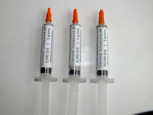 TechDiamondTools Kit of 3 Diamond Polishing Compound Polishing Paste USA Made 4000 8000 50000 Grit for Marble Glass Metal Rock Jewelry Resin Silver Gemstone with 25% of Diamond Powder