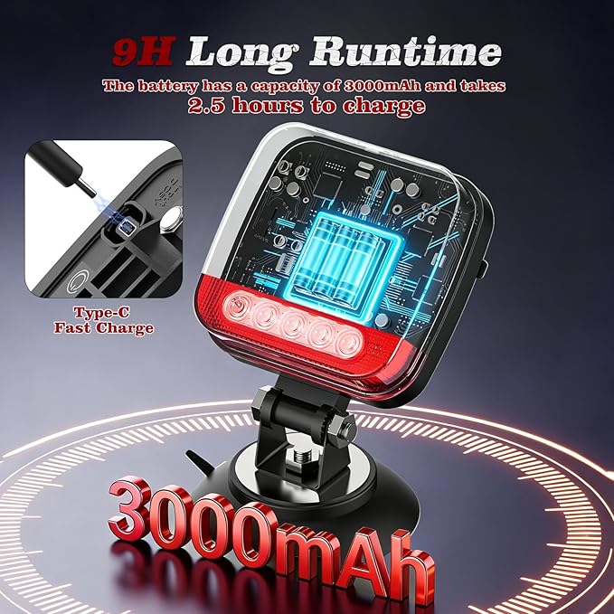 Wireless Trailer Lights Magnetic, Portable Rechargeable LED Towing Light Kit with 180° Adjustable Angle, IP67 Waterproof | Brake, Tail, Turn Signal, Reverse & Strobe Lights for Truck, RV, Camper, Boat