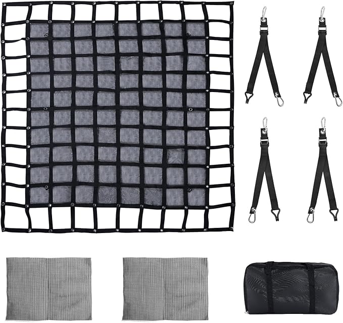 Truck Cargo Net with Mesh, 6.7 x 8 ft Heavy Duty Cargo Net for Pickup Bed, Accessory Truck Bed Netting for Cargo (80 x 95 inches)